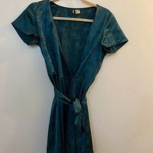 Green Satin Wrap Dress | Size S